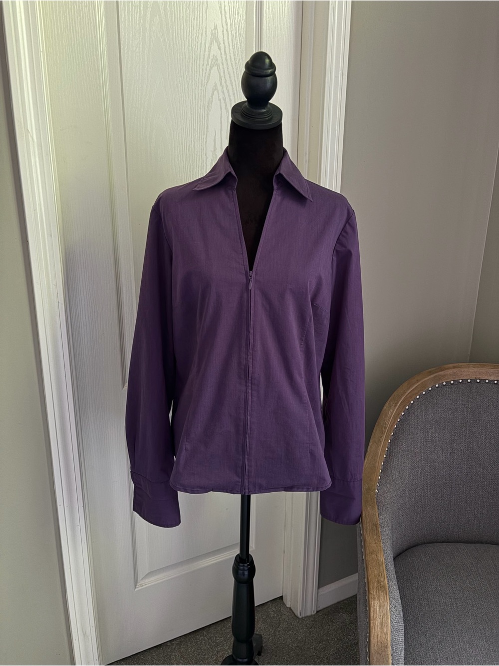 Coldwater Creek Purple Zip-Front Button-Down Shirt/ Jacket
